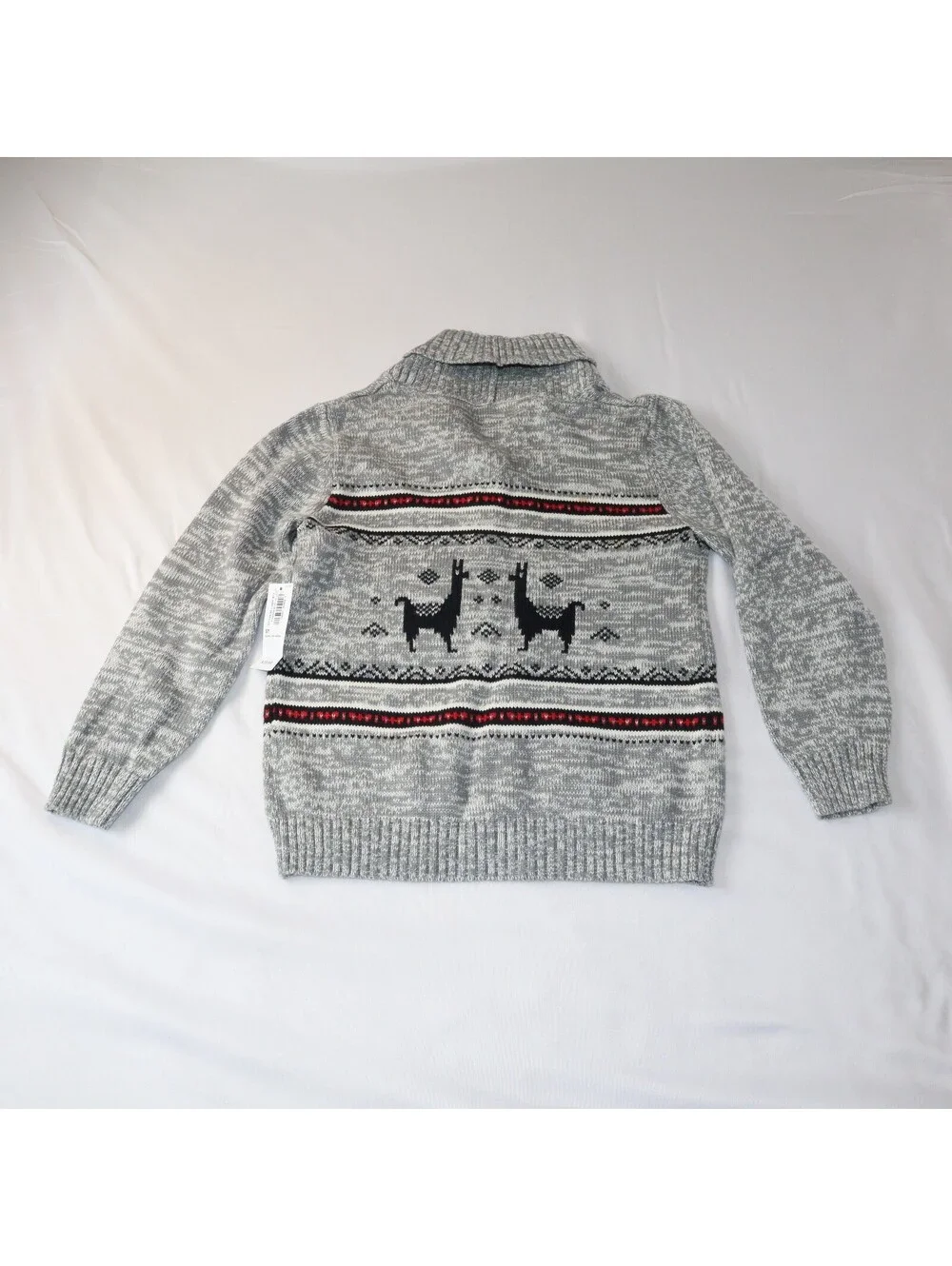 Old Navy Boys Cardigan Sweater Llama Pattern 5T Gray